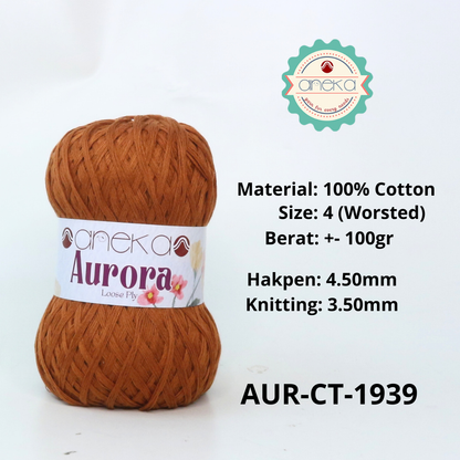KATALOG - Benang Rajut Knitting Aurora Katun / Single Color Loose Ply Crochet Yarn