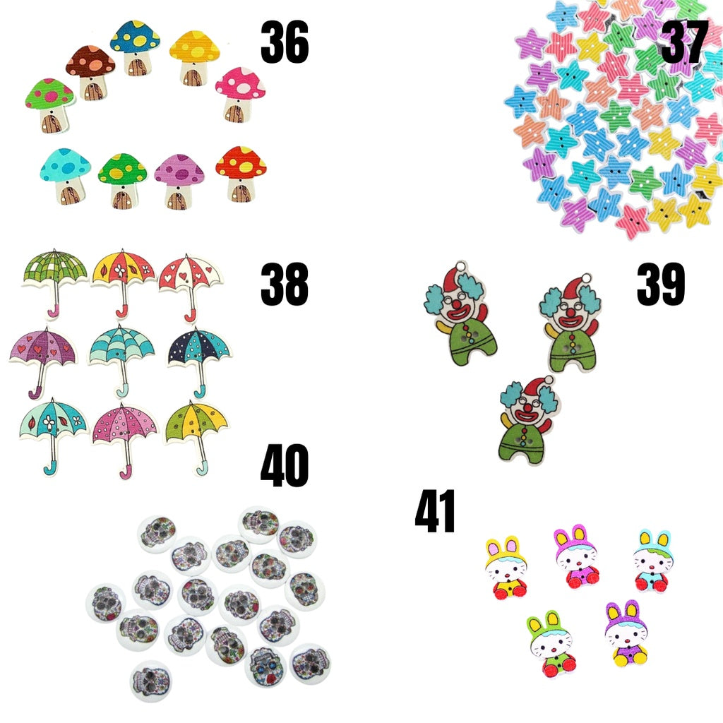Colorful Series Wooden Buttons - PCS