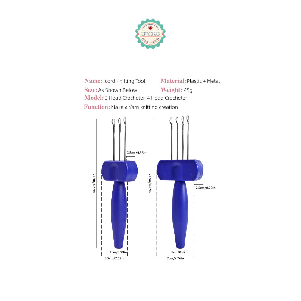ANEKA - Latch Hook / I-Cord Knitting Tool / Latch Needle Crocheting Tool for Binding / Portable Cord Knitting