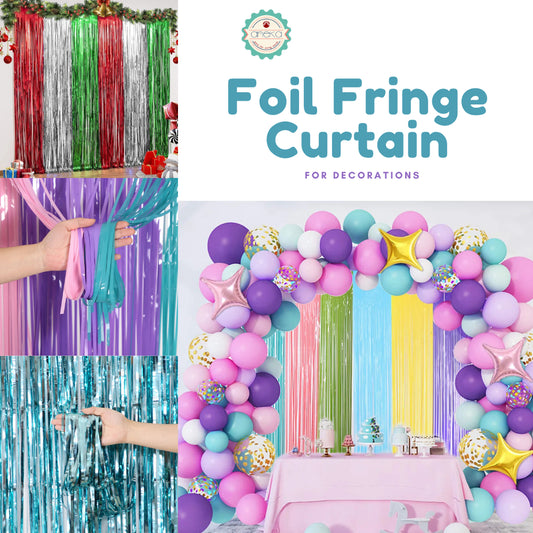 KATALOG - Tirai Metalik Foil Fringe Curtain / Party Backdrop / Background Rumbai Ulang Tahun