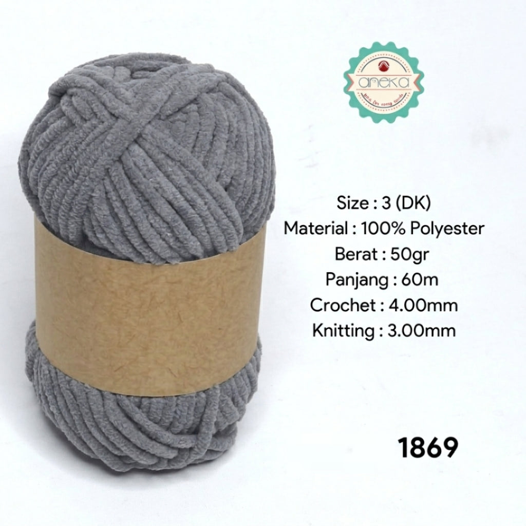 KATALOG - [GRADE B] Benang Rajut Mini Chenille / Crochet Knitting Yarn