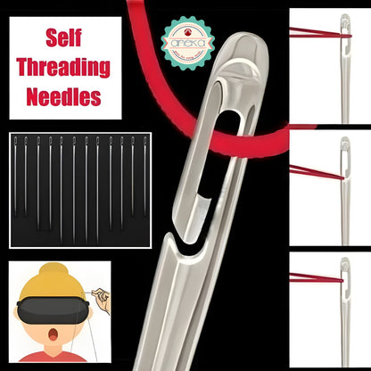 ANEKA - [12 PCS] Jarum Jahit Slide / Assorted Self-Threading Needles