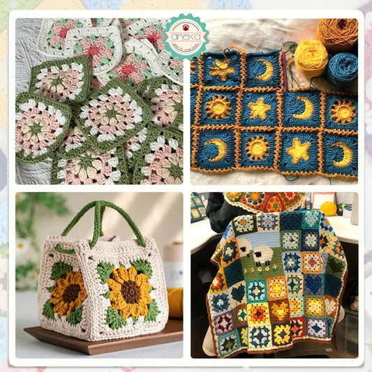 ANEKA - Granny Squares Crochet Deck / Pattern  Design Booklet / Pola Rajutan Kotak