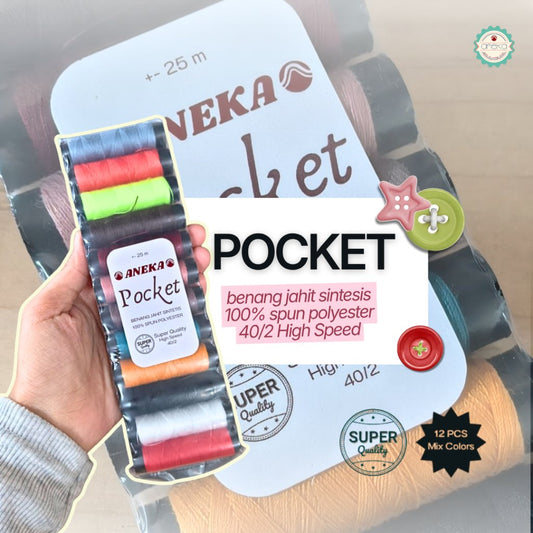 ANEKA - [12 PCS] Benang Jahit Pocket Spun Polyester 40/2 High Speed Super Quality / HS Sewing Thread