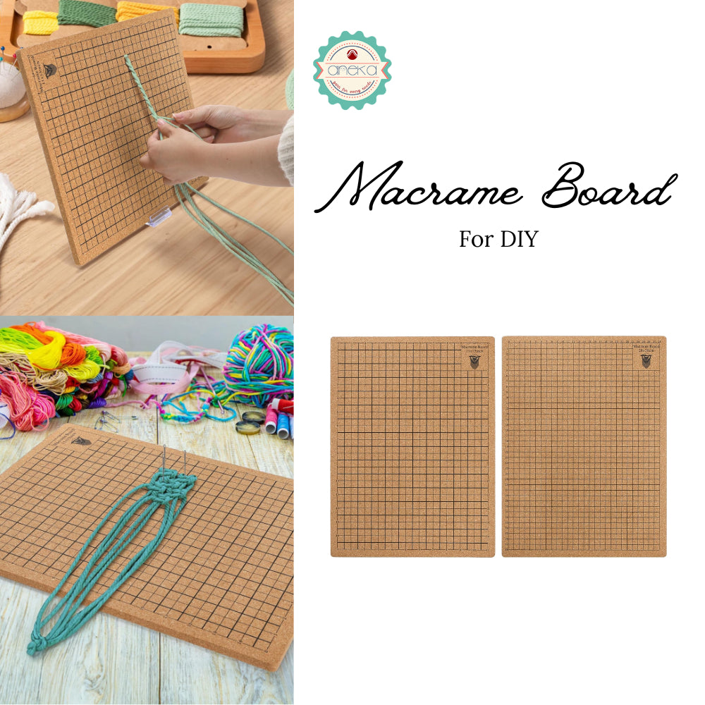 ANEKA - Papan Kerajinan Makrame Tali Menali / Macrame Board DIY Pins Kit / Knotting String / Double Sided Grid Board for Braiding