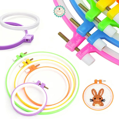 KATALOG - Pemidangan Plastik Bulat Warna-Warni / DIY Frame Embroidery Hoops Rings Needlecraft