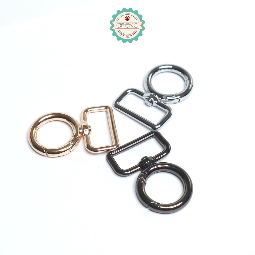 ANEKA - [2PCS] Kait Tas Buka Tutup Hitam / Silver / Emas