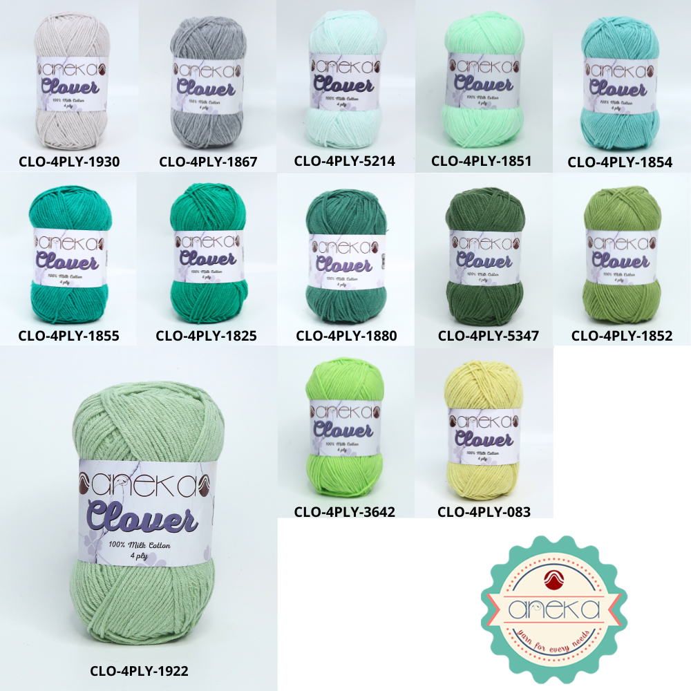 KATALOG - Benang Rajut Clover Katun Susu 4 PLY / 100% Milk Fiber Premium Crochet Knitting Yarn