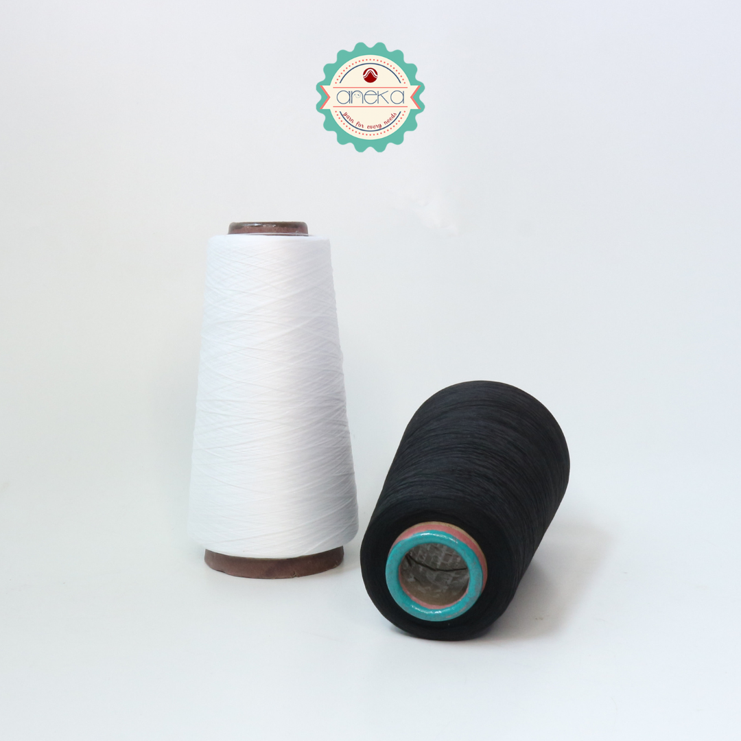 KATALOG - [180gr] Benang Obras Polyester Warna Putih / Hitam