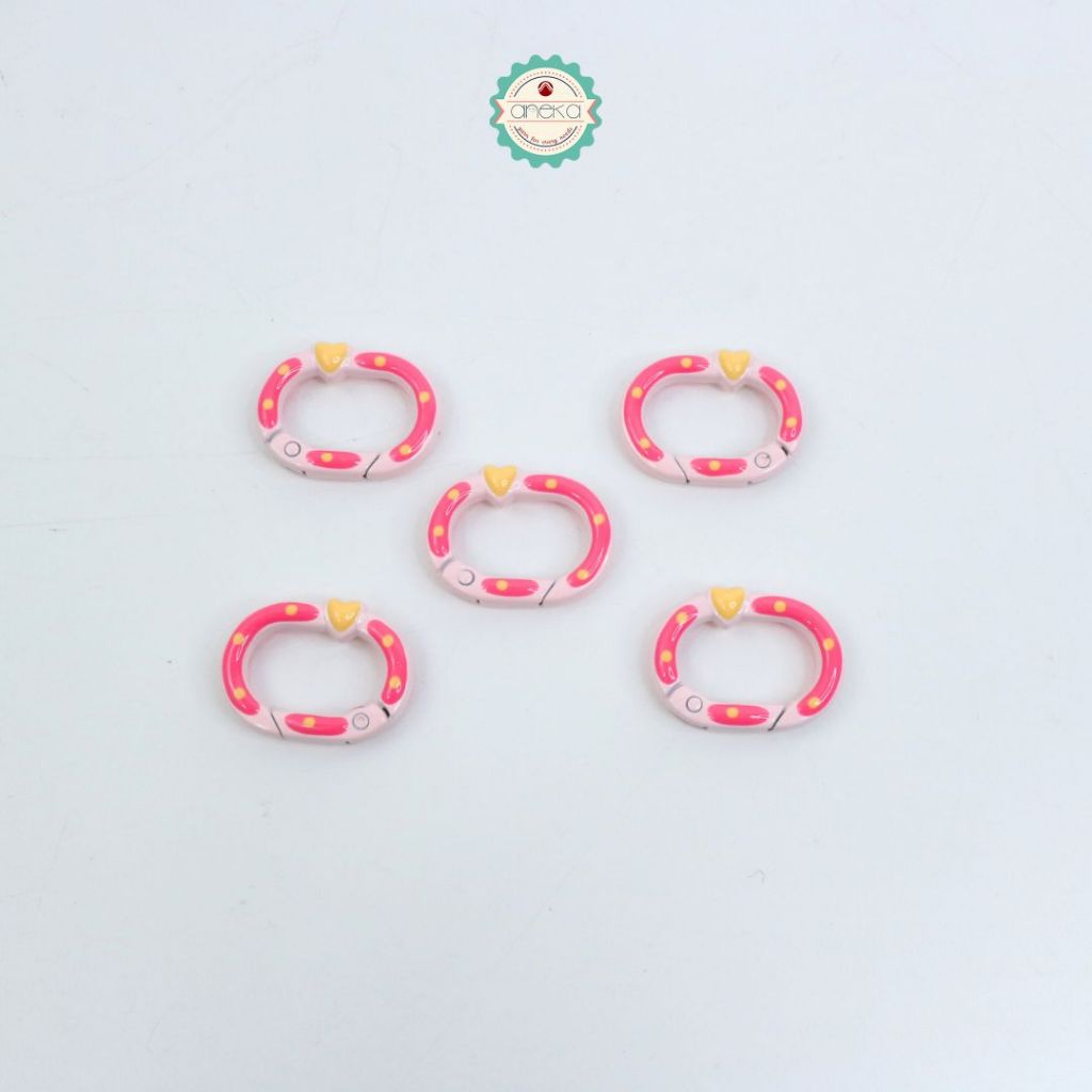 ANEKA - [5PCS] Kait Carabiner Oval Motif Polkadot Warna / Oval Ring Clasp Spring Gate Keychain Premium