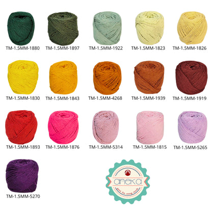 KATALOG - [100gr - 1.5mm] Benang Tali Katun Makrame Bali Warma Rajut / Macrame Cotton Rope Crochet