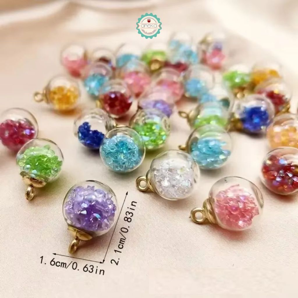 ANEKA - [5PCS] Charm Bola Kristal / Liontin / Pendant /  Luminous Transparent Glass Ball DIY Accesories