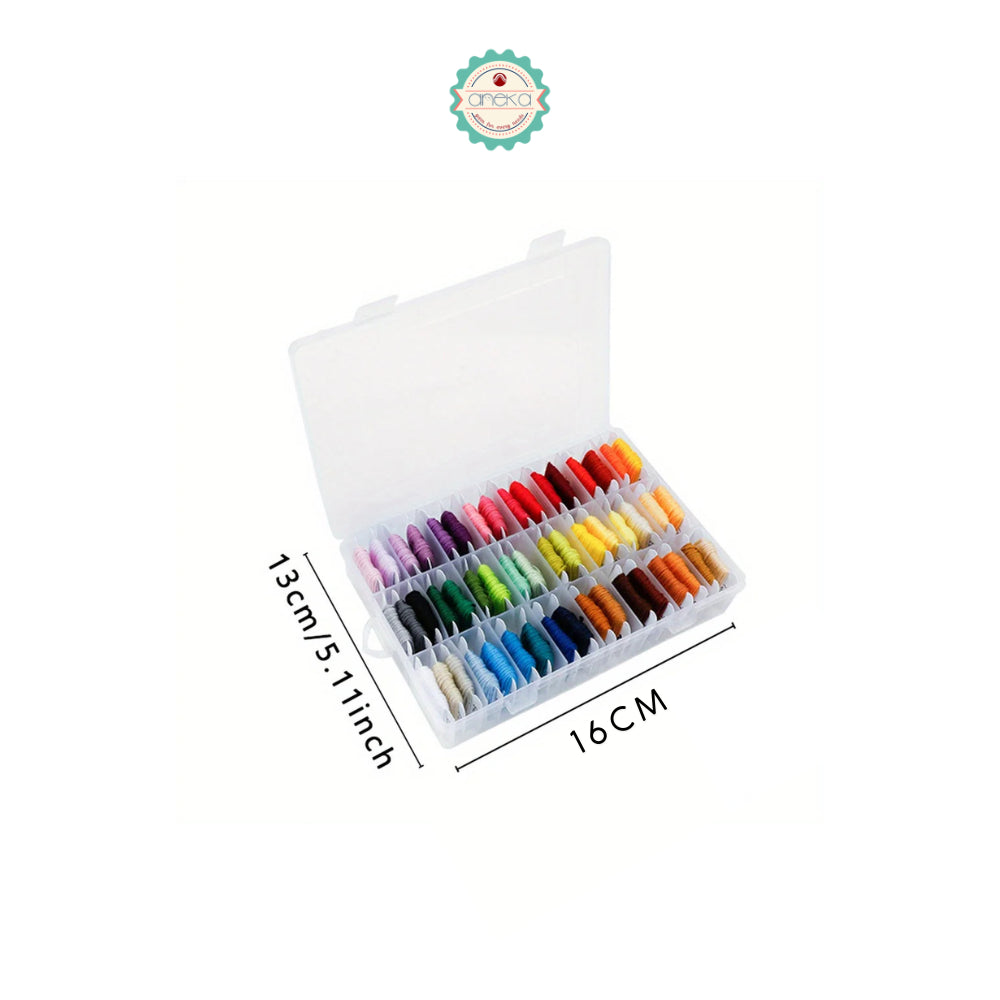 ANEKA - [Paket] Benang Sulam / Menyulam 50 warna lengkap + Alat + box