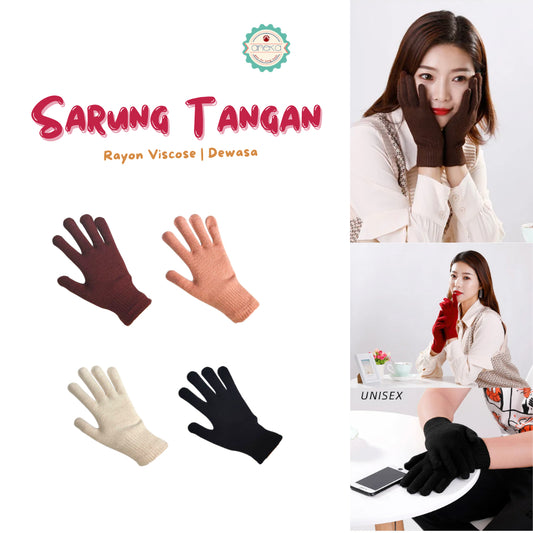 KATALOG - Sarung Tangan Dewasa Premium Rayon Viscose / Knit Gloves Best Quality