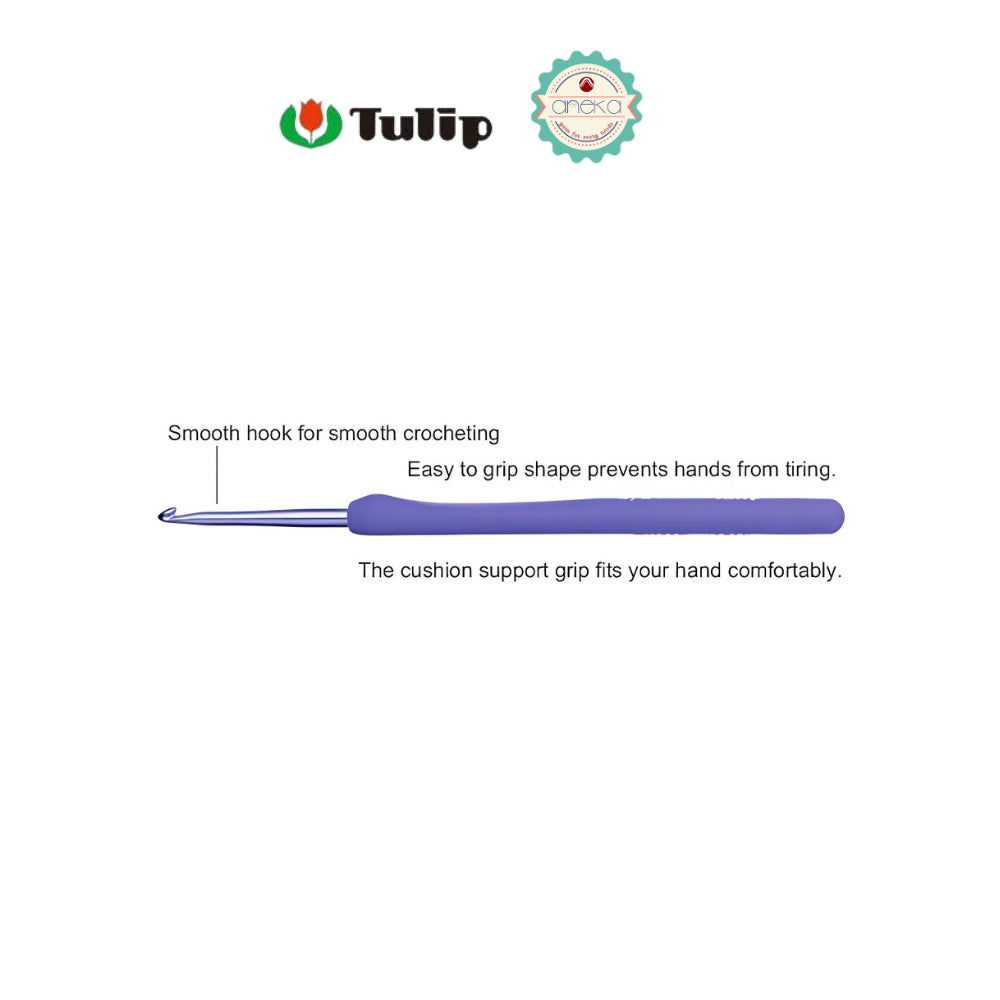 TULIP - [PCS] Alat Rajut Hakpen Etimo Murasaki /  Lavender Crochet Hook with Cushion Grip