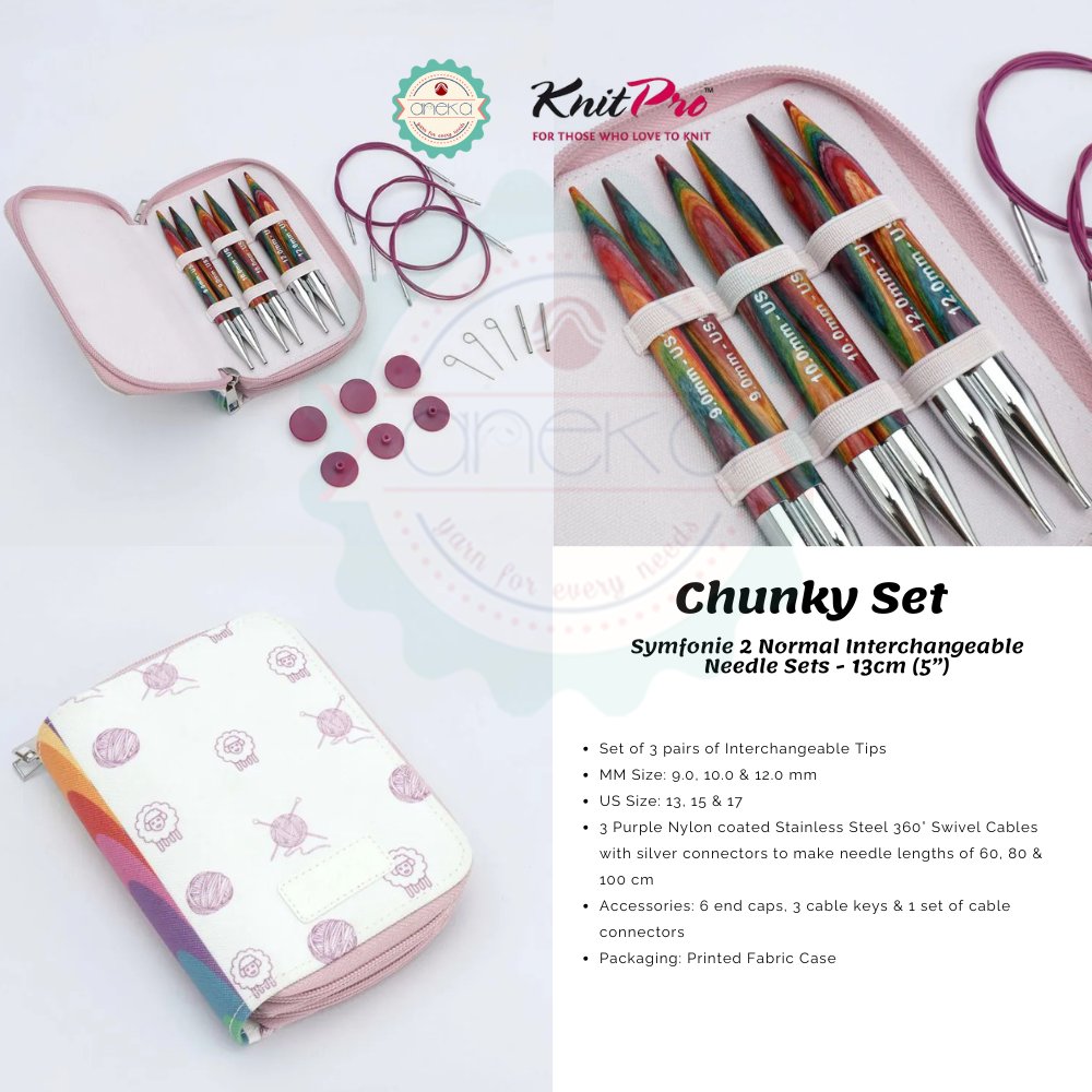 KNITPRO - Symfonie 2 Normal Interchangeable Needle Sets - 13cm (5”) / Alat Rajut Knitting