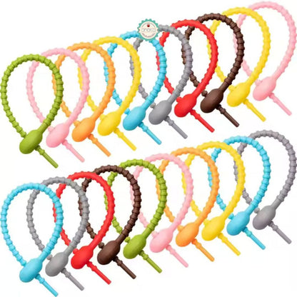 ANEKA - [5PCS] Gantungan Kunci Tas / Mobil / Pengikat Karet Fleksible Warna / Silicone Cable Ties Reusable Colorful