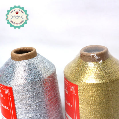 Benang Rajut Metalik Lumeya Emas Perak / Metallic Knitting Yarn Gold Silver