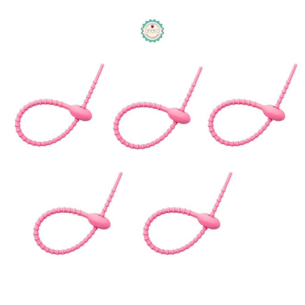 ANEKA - [5PCS] Gantungan Kunci Tas / Mobil / Pengikat Karet Fleksible Warna / Silicone Cable Ties Reusable Colorful