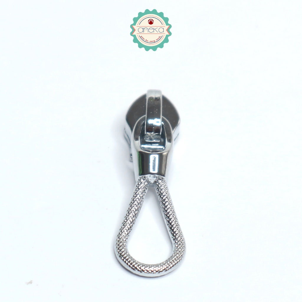 ANEKA - [2PCS] Kepala Resleting Hitam / Silver / Emas