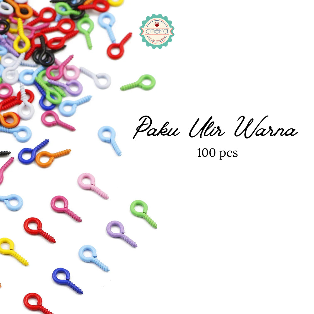 KATALOG - [100 PCS] Paku Ulir Warna / / Pin Mata / Sekrup Kecil Berulir / Screw Eye Hook