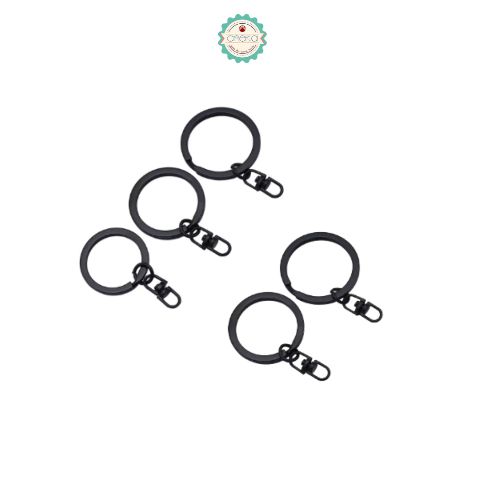 ANEKA - [5PCS] Gantungan Kunci Putar / Flat Wire Keyring Keychain With Rotatable