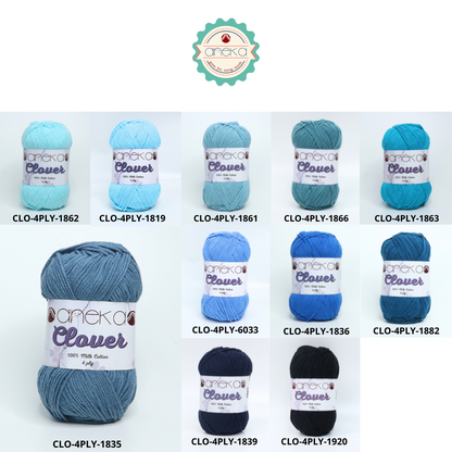 KATALOG - Benang Rajut Clover Katun Susu 4 PLY / 100% Milk Fiber Premium Crochet Knitting Yarn