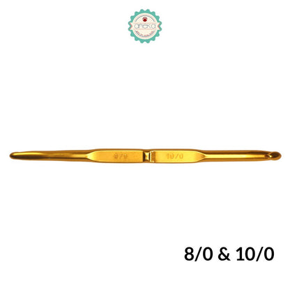 PCS - Hakpen (Alat/Jarum Rajut) Tulip Gold / Double Pointed Crochet Hooks Alumunium