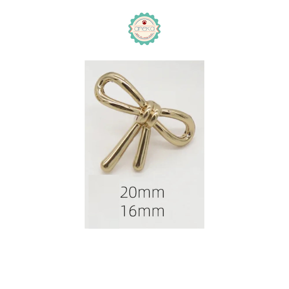 ANEKA - [5 PCS] Kancing Baju Bentuk Pita / Simple Bow Metal Button Knots