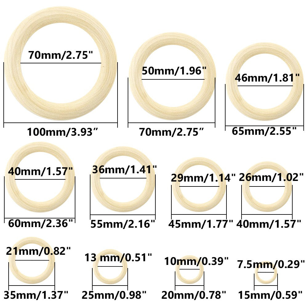 ANEKA - [5PCS] Wooden ring kayu bulat O warna natural/Asli