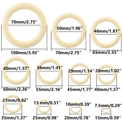 ANEKA - [5PCS] Wooden ring kayu bulat O warna natural/Asli