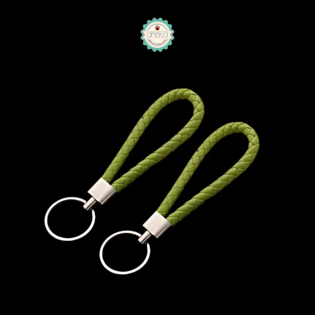 ANEKA - [2PCS] Gantungan Kunci HP Anyaman Kulit PU / Leather Braided Woven Rope Keychain DIY Bag Pendant Premium