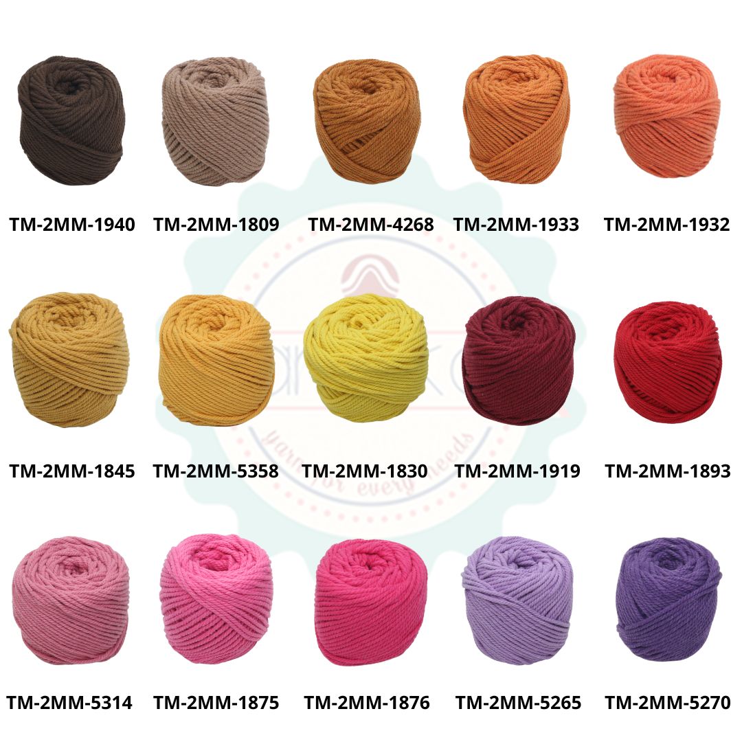 KATALOG - [100gr - 2mm] Benang Tali Katun Makrame Warna / Macrame Cotton Rope