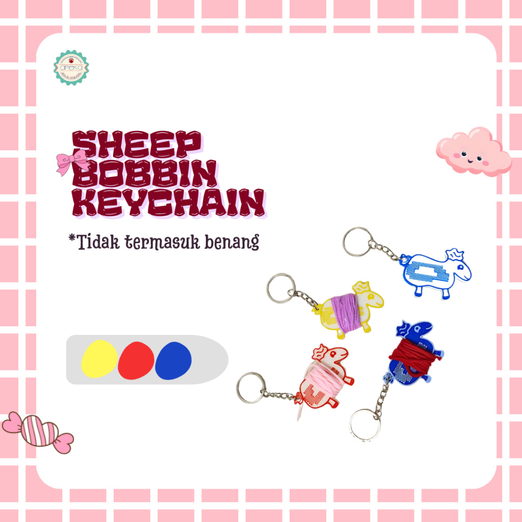 ANEKA - [PRE-ORDER] 3D Print Gantungan Kunci Alat Penggulung Benang Bentuk Domba / Sheep Bobbin Card Keychain