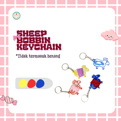ANEKA - [PRE-ORDER] 3D Print Gantungan Kunci Alat Penggulung Benang Bentuk Domba / Sheep Bobbin Card Keychain