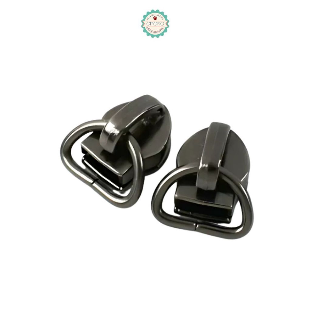 ANK - [2PCS] Kepala Ritsleting Logam Kait D / Aksesoris Tas / Zipper Slider D Ring / Zip Puller Head for Nylon / Sewing Accessories