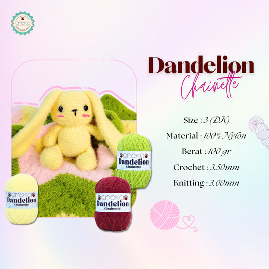 KATALOG - Benang Rajut Knitting Dandelion Chainette / Crochet Yarn Nylon / Nilon
