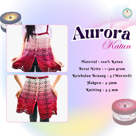 KATALOG - Benang Rajut Knitting Aurora Katun Gradasi / Cotton Yarn Rianbow Mix Colors