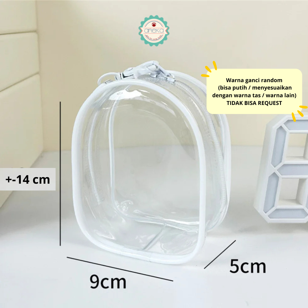 KATALOG - Pouch Transparent PVC with Hook / Tas Boneka Bening Transparant Serbaguna