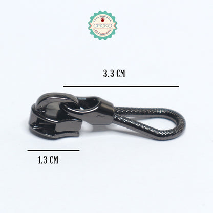 ANEKA - [2PCS] Kepala Resleting Hitam / Silver / Emas
