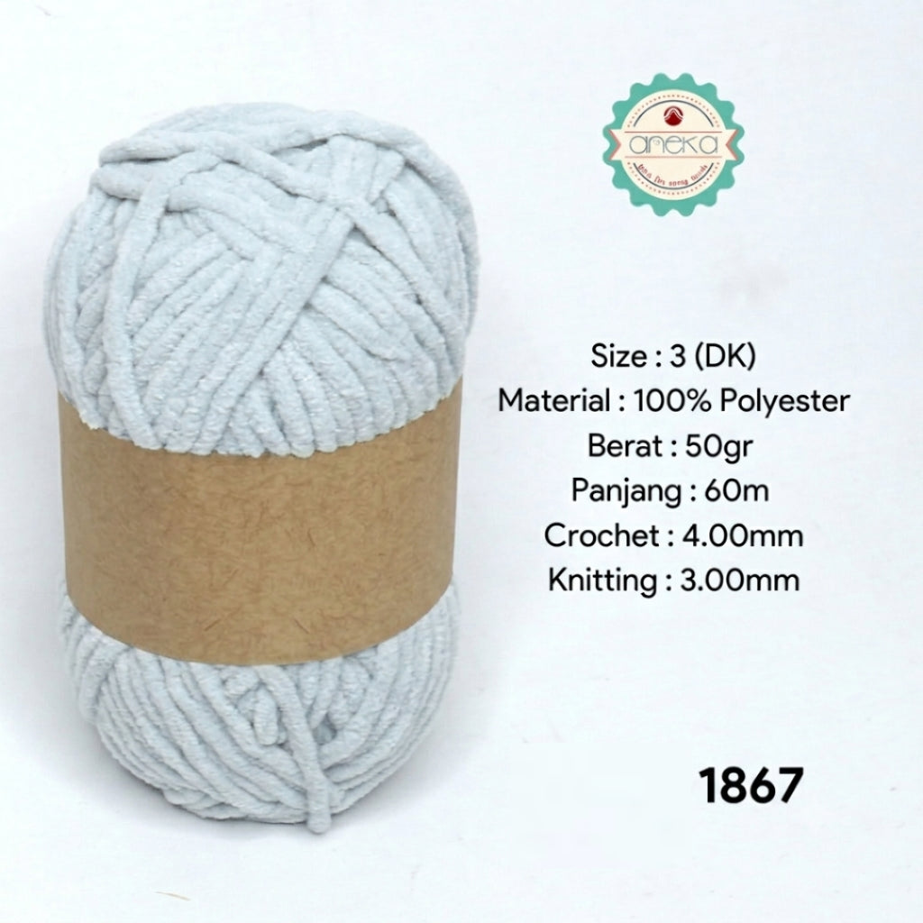 KATALOG - [GRADE B] Benang Rajut Mini Chenille / Crochet Knitting Yarn