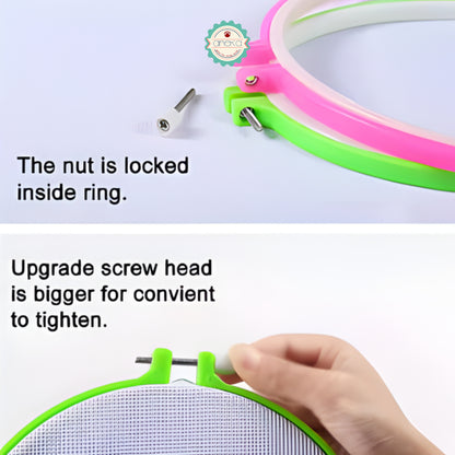 KATALOG - Pemidangan Plastik Bulat Warna-Warni / DIY Frame Embroidery Hoops Rings Needlecraft