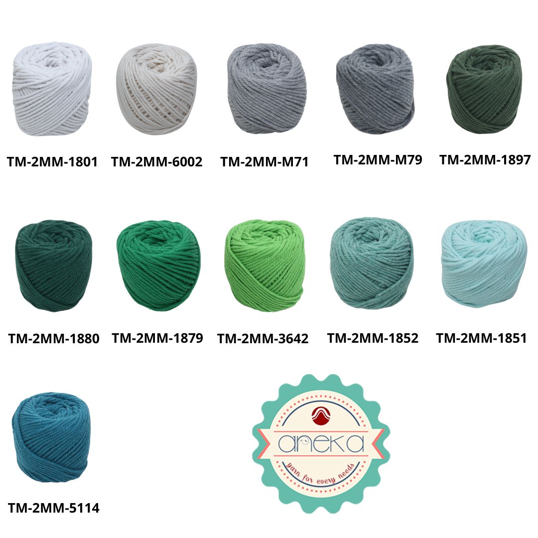 KATALOG - [100gr - 2mm] Benang Tali Katun Makrame Warna / Macrame Cotton Rope