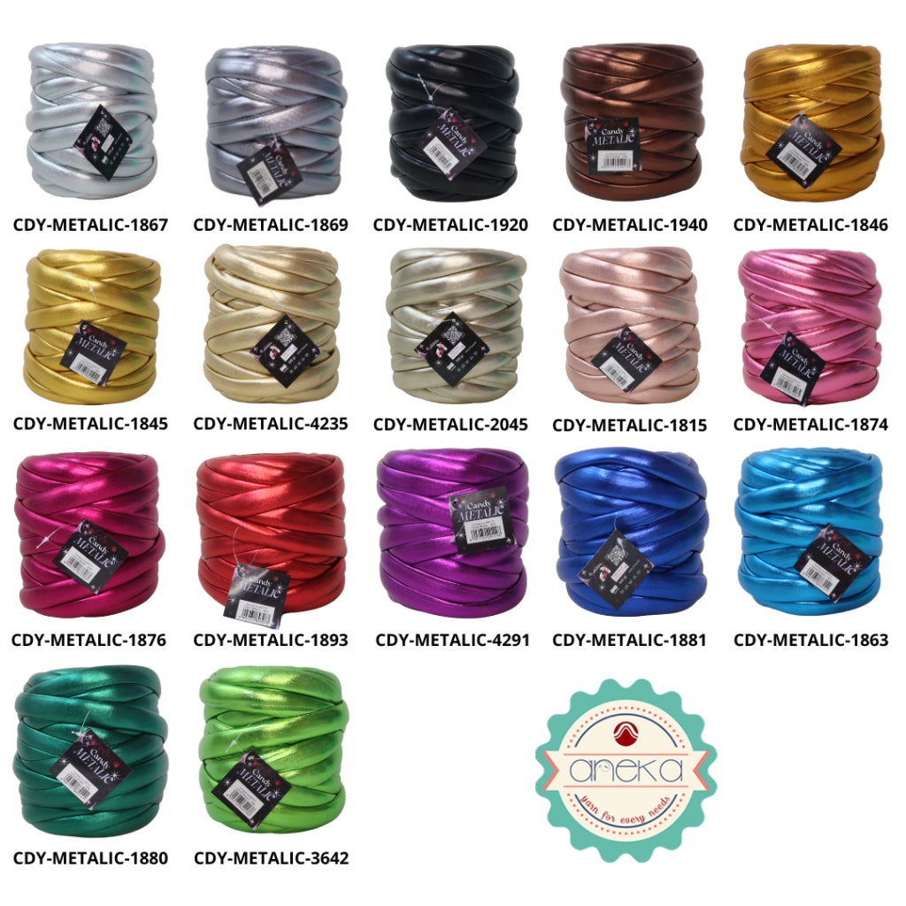 KATALOG - Benang Rajut Candy Metalik / Chunky Metalic Yarn Crochet Knitting Yarn
