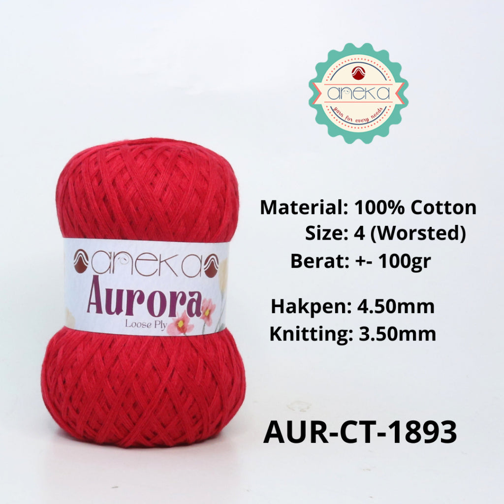 KATALOG - Benang Rajut Knitting Aurora Katun / Single Color Loose Ply Crochet Yarn