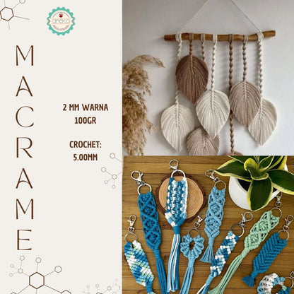 KATALOG - [100gr - 2mm] Benang Tali Katun Makrame Warna / Macrame Cotton Rope