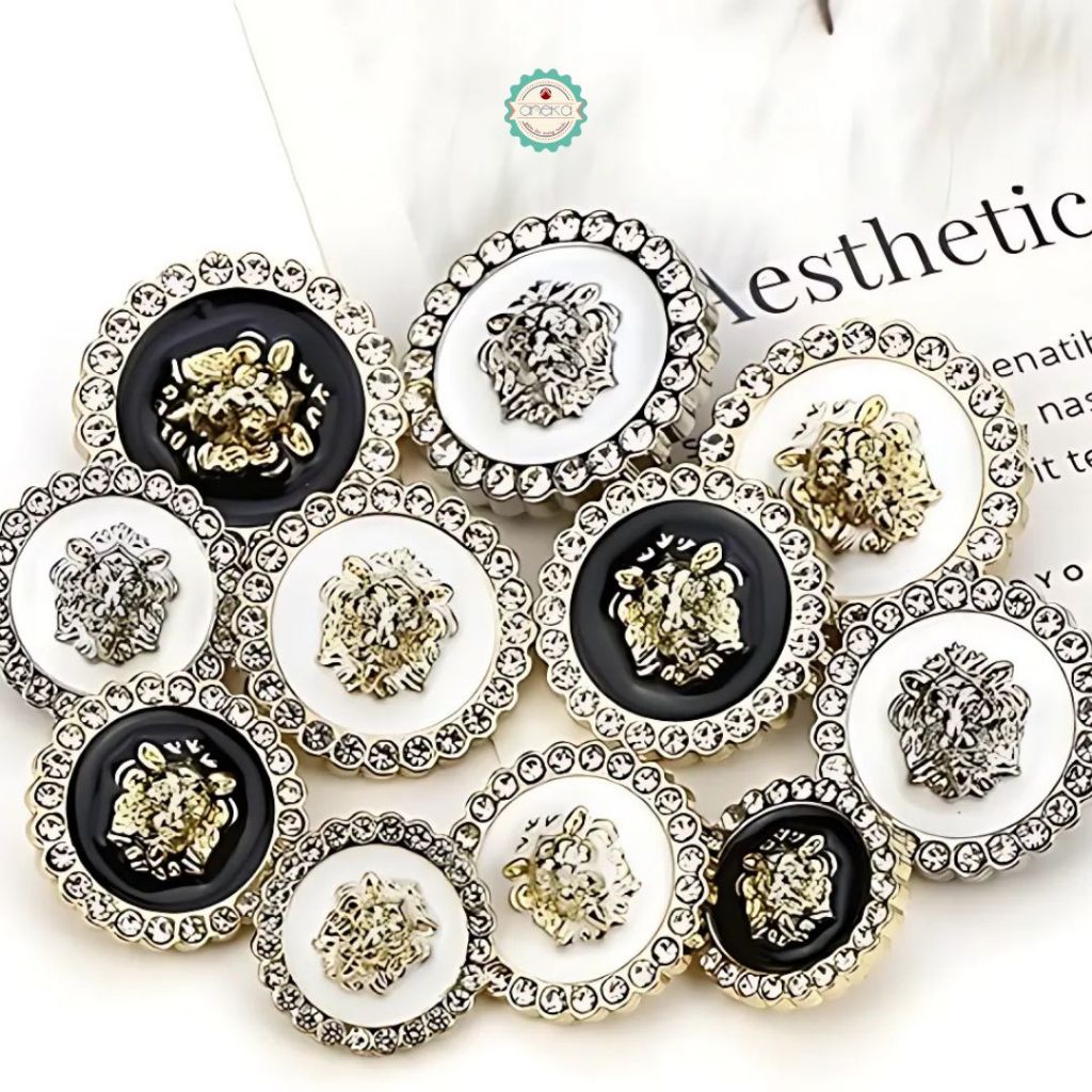 ANEKA - [5PCS] Kancing Baju Corak Singa Mewah /  Diamond Button Lion Shape Elegant Premium