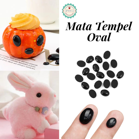 KATALOG - [10PCS] Mata Oval Tempel Boneka / Doll Oval Eyes Black Plastic Safety DIY