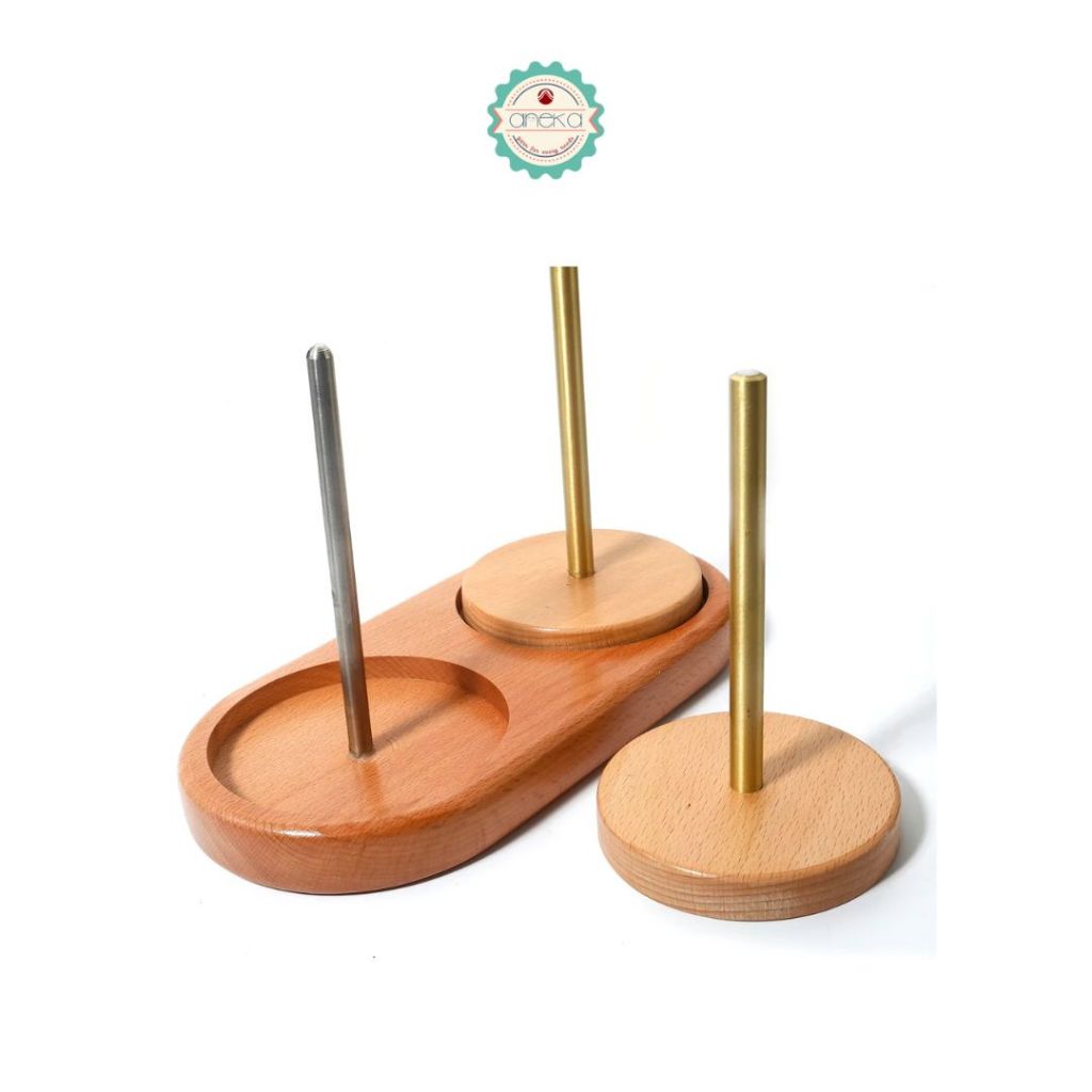 ANEKA - Yarn Holder Wooden Spinning Knitting Tools / Crochet Accessories Stand Sewing Thread Spool Wool Ball Winder Rotation