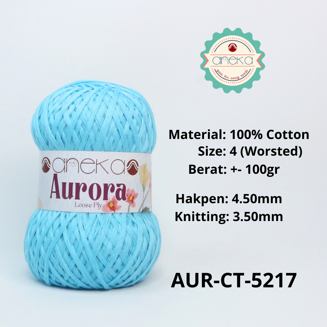 KATALOG - Benang Rajut Knitting Aurora Katun / Single Color Loose Ply Crochet Yarn